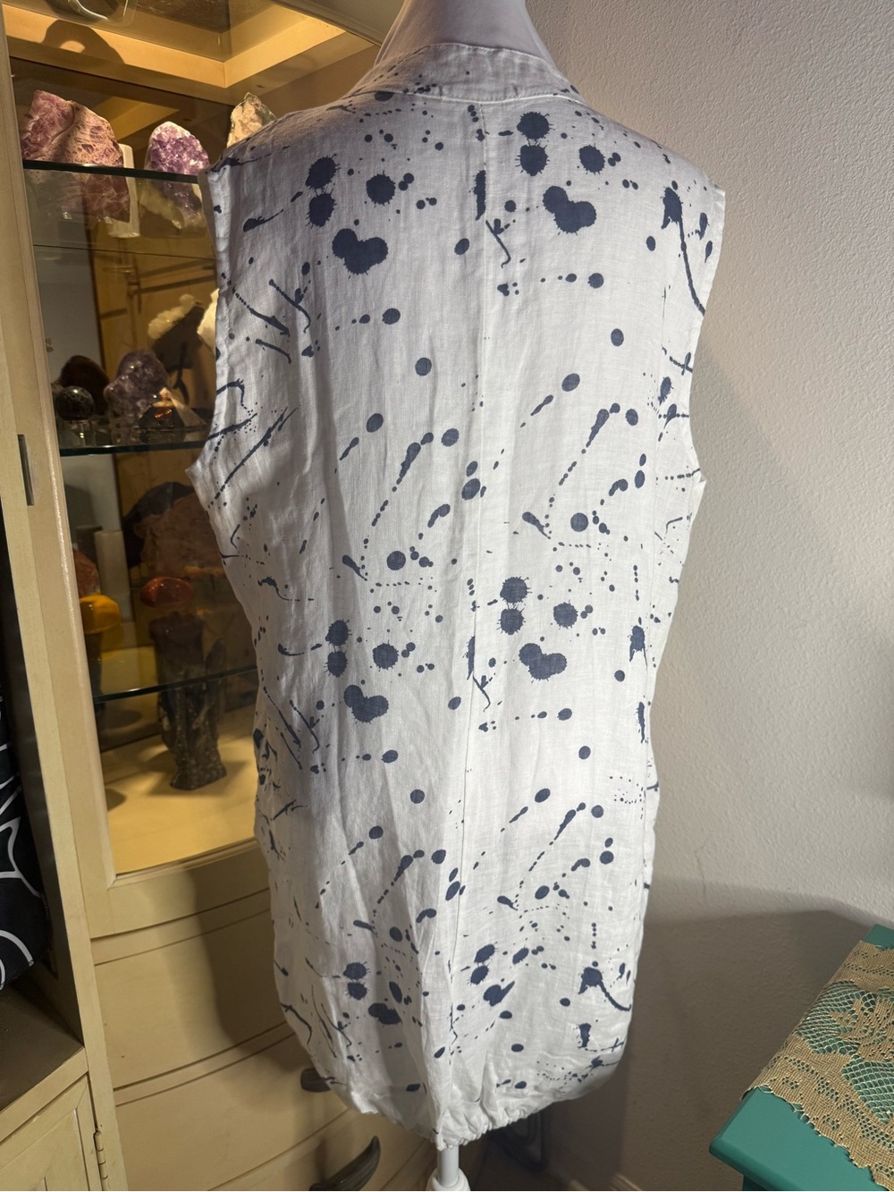 Made in Italy Abstract Paint Splatter Linen Blend Gauze Tunic Top L / OS - Picture 6 of 6